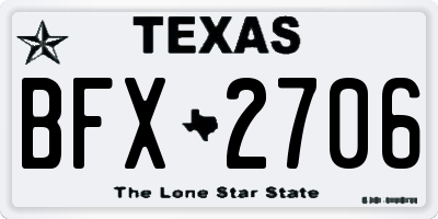 TX license plate BFX2706