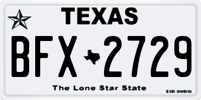 TX license plate BFX2729
