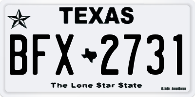 TX license plate BFX2731