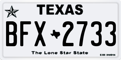 TX license plate BFX2733