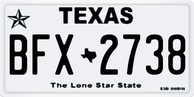 TX license plate BFX2738