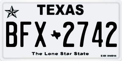TX license plate BFX2742
