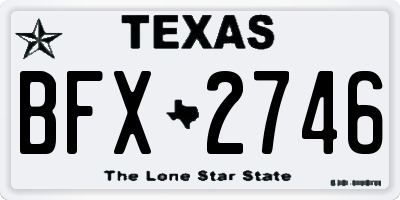 TX license plate BFX2746