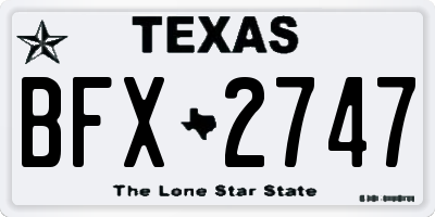 TX license plate BFX2747