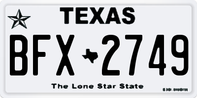 TX license plate BFX2749