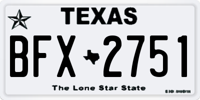 TX license plate BFX2751