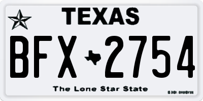 TX license plate BFX2754