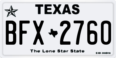 TX license plate BFX2760