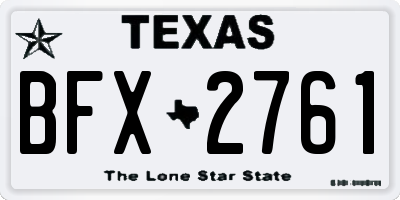 TX license plate BFX2761