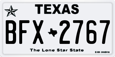 TX license plate BFX2767