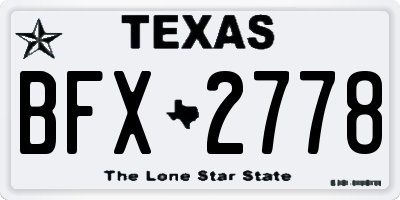 TX license plate BFX2778