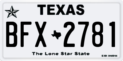 TX license plate BFX2781