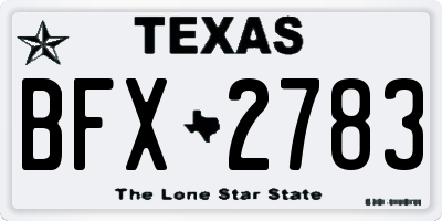 TX license plate BFX2783