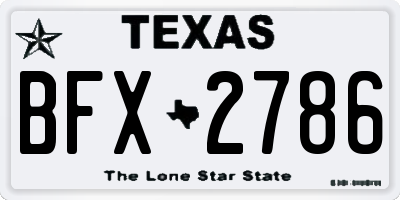 TX license plate BFX2786