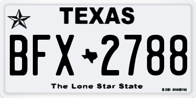 TX license plate BFX2788