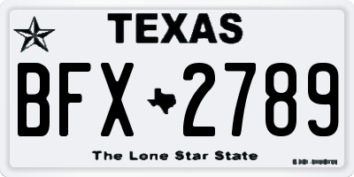 TX license plate BFX2789