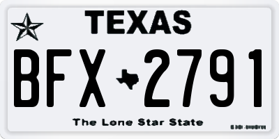 TX license plate BFX2791