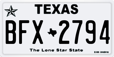 TX license plate BFX2794