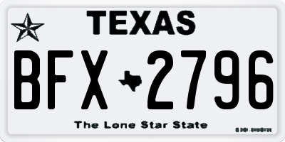 TX license plate BFX2796