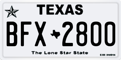 TX license plate BFX2800