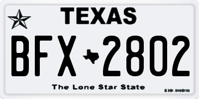TX license plate BFX2802