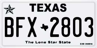 TX license plate BFX2803