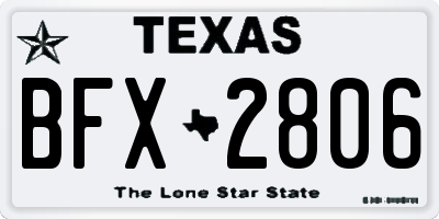 TX license plate BFX2806