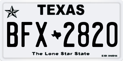 TX license plate BFX2820