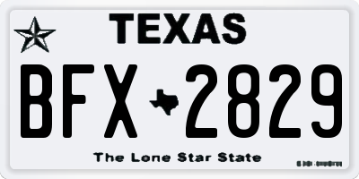 TX license plate BFX2829