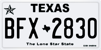 TX license plate BFX2830