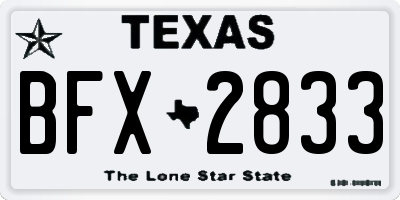 TX license plate BFX2833