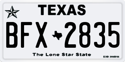 TX license plate BFX2835