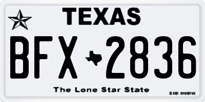 TX license plate BFX2836