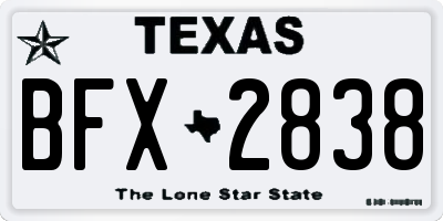 TX license plate BFX2838