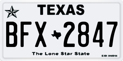 TX license plate BFX2847