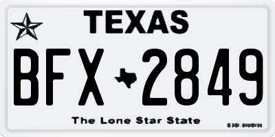 TX license plate BFX2849