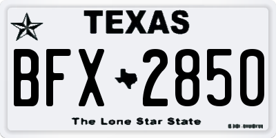 TX license plate BFX2850