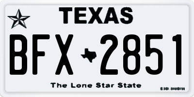 TX license plate BFX2851