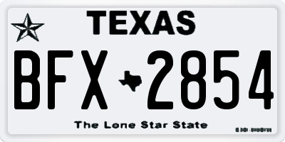 TX license plate BFX2854