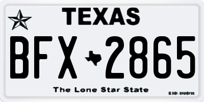 TX license plate BFX2865