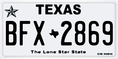 TX license plate BFX2869