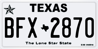 TX license plate BFX2870