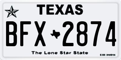 TX license plate BFX2874