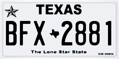 TX license plate BFX2881