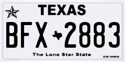 TX license plate BFX2883