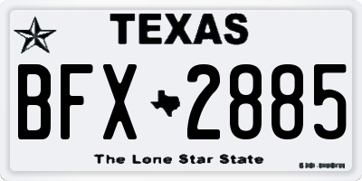 TX license plate BFX2885