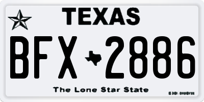 TX license plate BFX2886