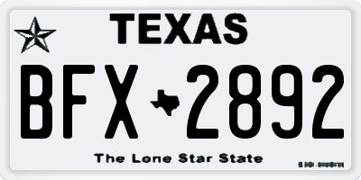 TX license plate BFX2892