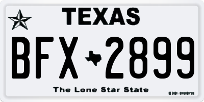 TX license plate BFX2899