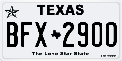 TX license plate BFX2900